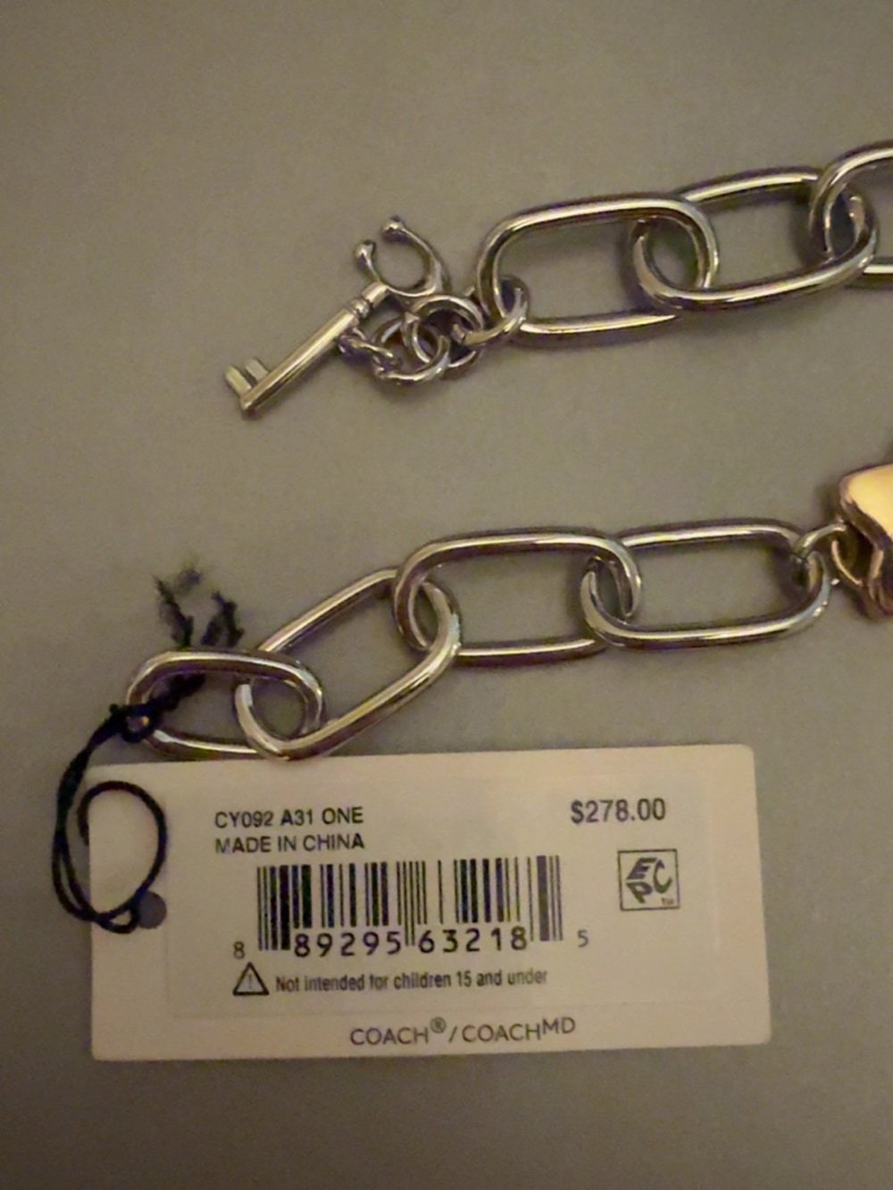Coach Lock & Key Necklace - Picture 3 of 4